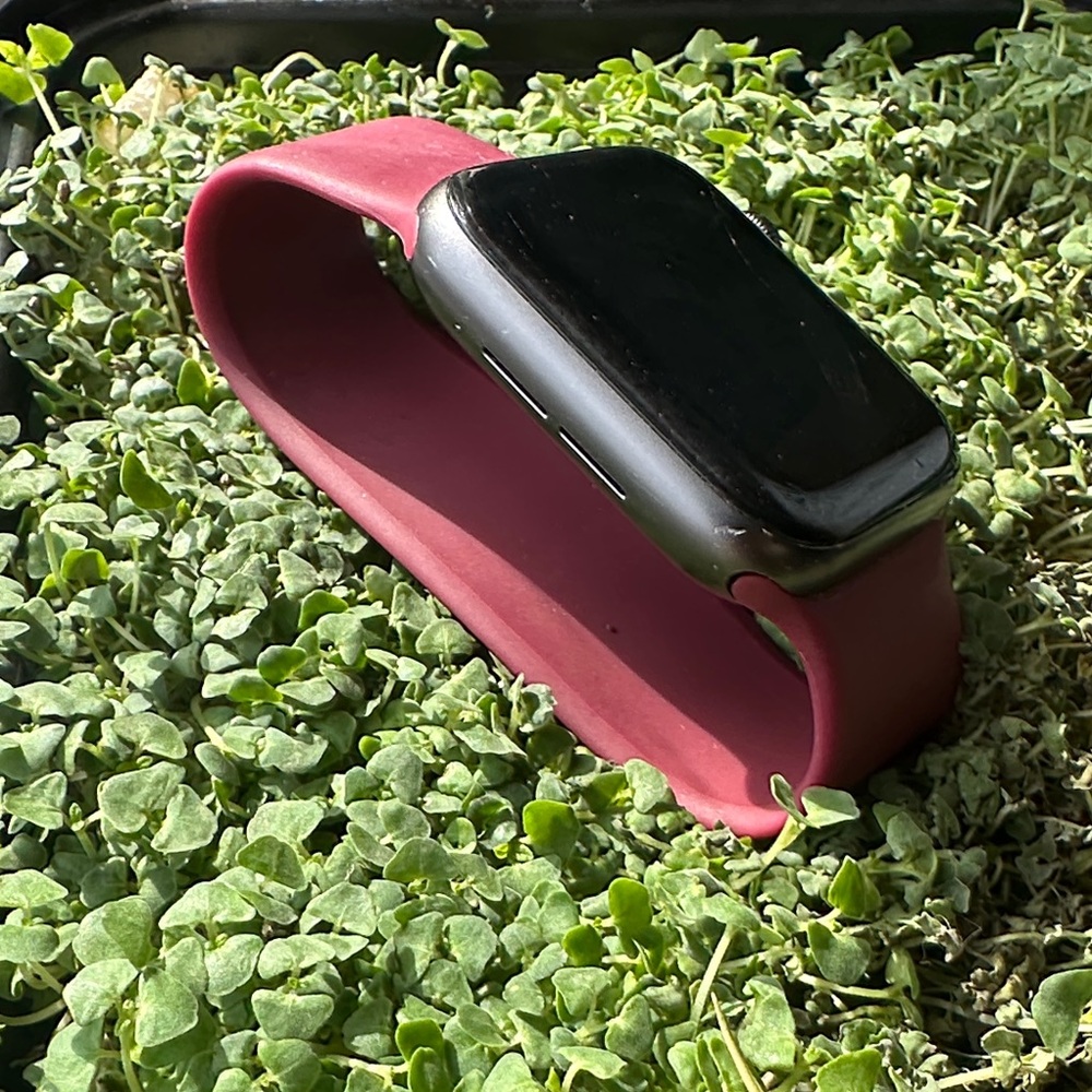Apple Smartwatch with Dark Pink Band